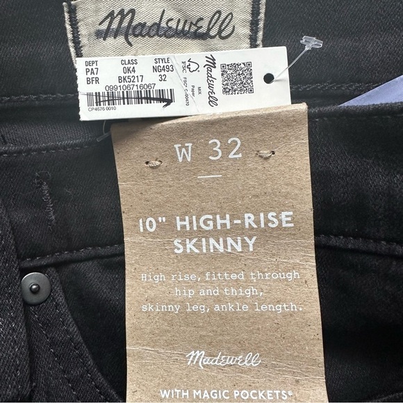 Madewell Jeans 10" High-Rise Skinny Stretch Black 32 NWT New - Picture 8 of 12